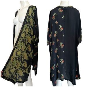 Vintage Tienda Ho Multi Pattern Floral Kimono Open Front Duster Cardigan O/S
